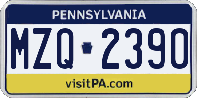 PA license plate MZQ2390