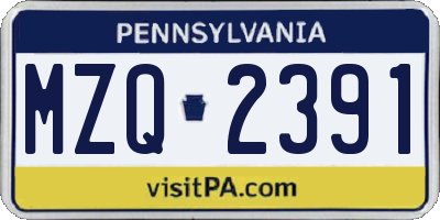 PA license plate MZQ2391