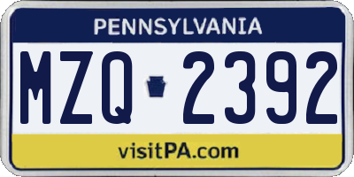 PA license plate MZQ2392