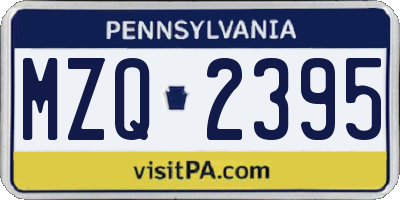 PA license plate MZQ2395