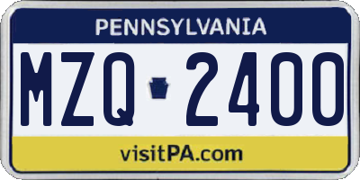 PA license plate MZQ2400
