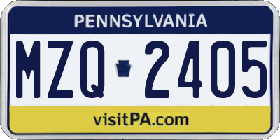 PA license plate MZQ2405