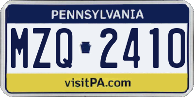 PA license plate MZQ2410