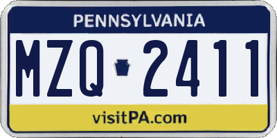PA license plate MZQ2411