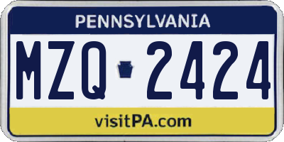 PA license plate MZQ2424