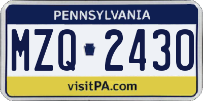 PA license plate MZQ2430