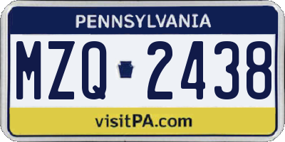 PA license plate MZQ2438