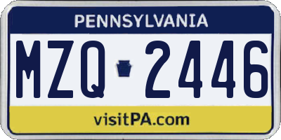PA license plate MZQ2446
