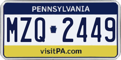 PA license plate MZQ2449