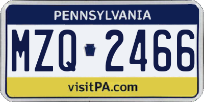 PA license plate MZQ2466