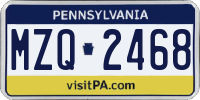 PA license plate MZQ2468