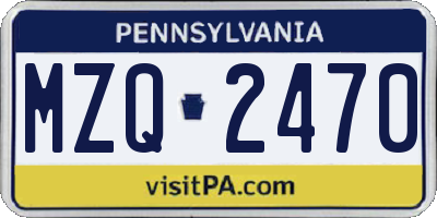 PA license plate MZQ2470