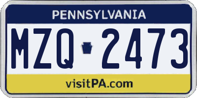 PA license plate MZQ2473