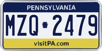 PA license plate MZQ2479