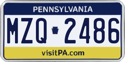 PA license plate MZQ2486