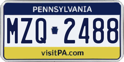 PA license plate MZQ2488