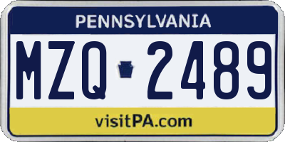 PA license plate MZQ2489