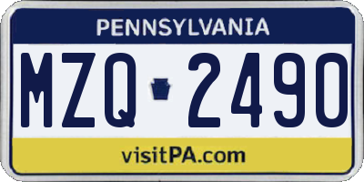 PA license plate MZQ2490