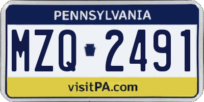 PA license plate MZQ2491