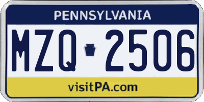 PA license plate MZQ2506