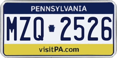PA license plate MZQ2526