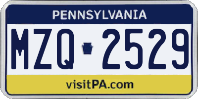 PA license plate MZQ2529