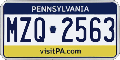 PA license plate MZQ2563