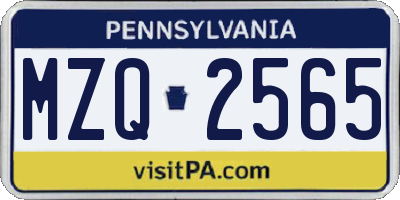 PA license plate MZQ2565