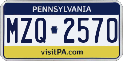 PA license plate MZQ2570
