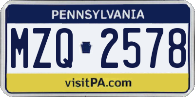PA license plate MZQ2578
