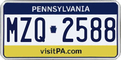 PA license plate MZQ2588