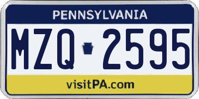 PA license plate MZQ2595