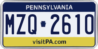PA license plate MZQ2610