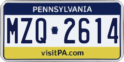 PA license plate MZQ2614