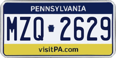 PA license plate MZQ2629