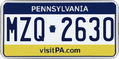 PA license plate MZQ2630