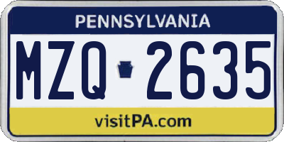 PA license plate MZQ2635