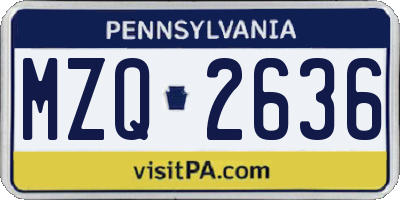 PA license plate MZQ2636