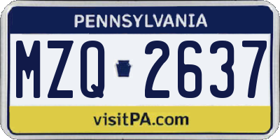 PA license plate MZQ2637