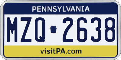PA license plate MZQ2638