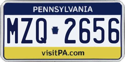 PA license plate MZQ2656