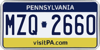 PA license plate MZQ2660