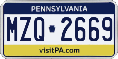PA license plate MZQ2669