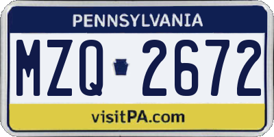 PA license plate MZQ2672