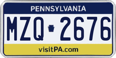 PA license plate MZQ2676