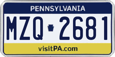 PA license plate MZQ2681