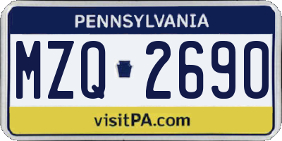 PA license plate MZQ2690