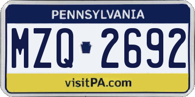 PA license plate MZQ2692