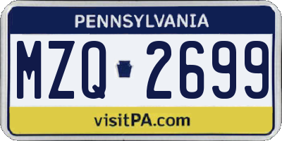PA license plate MZQ2699