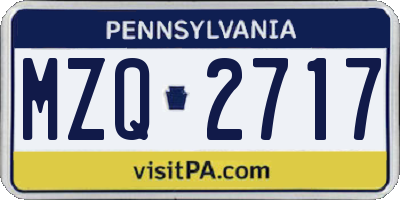 PA license plate MZQ2717